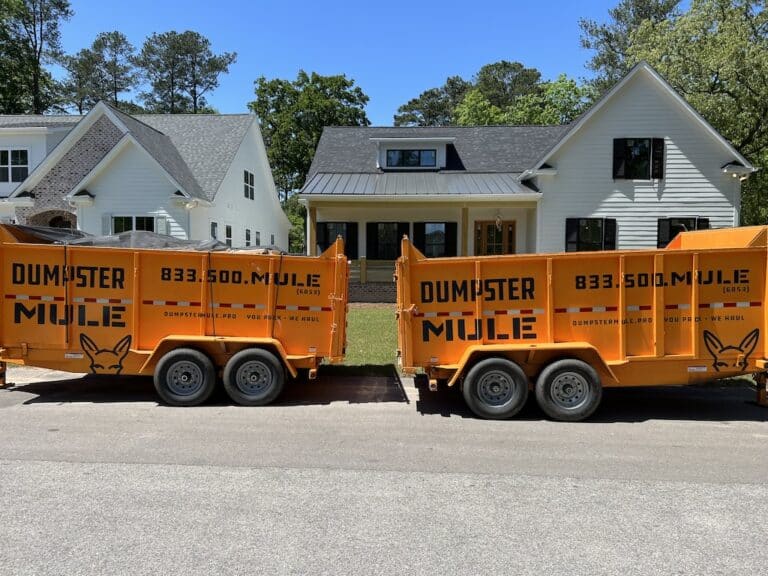 two Dumpster Mule dumpsters at a commercial site