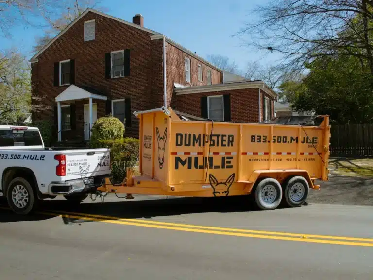 Dumpster trailer delivery at a customer home in Columbia, SC